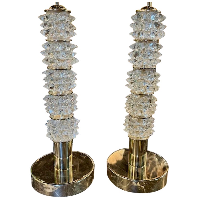 Pair of Rostri Murano Glass Lamps
