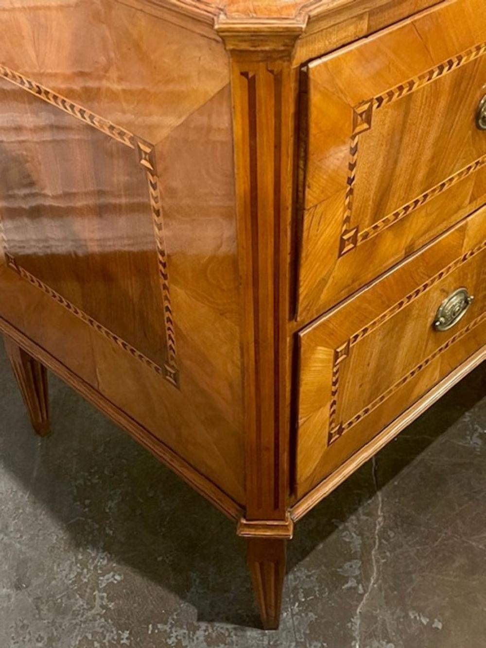 19th c. Biedermeier Walnut Inlaid Commode - Image 11