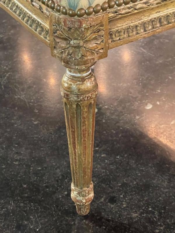 19th c. French Louis XVI Giltwood Ottoman - Image 2