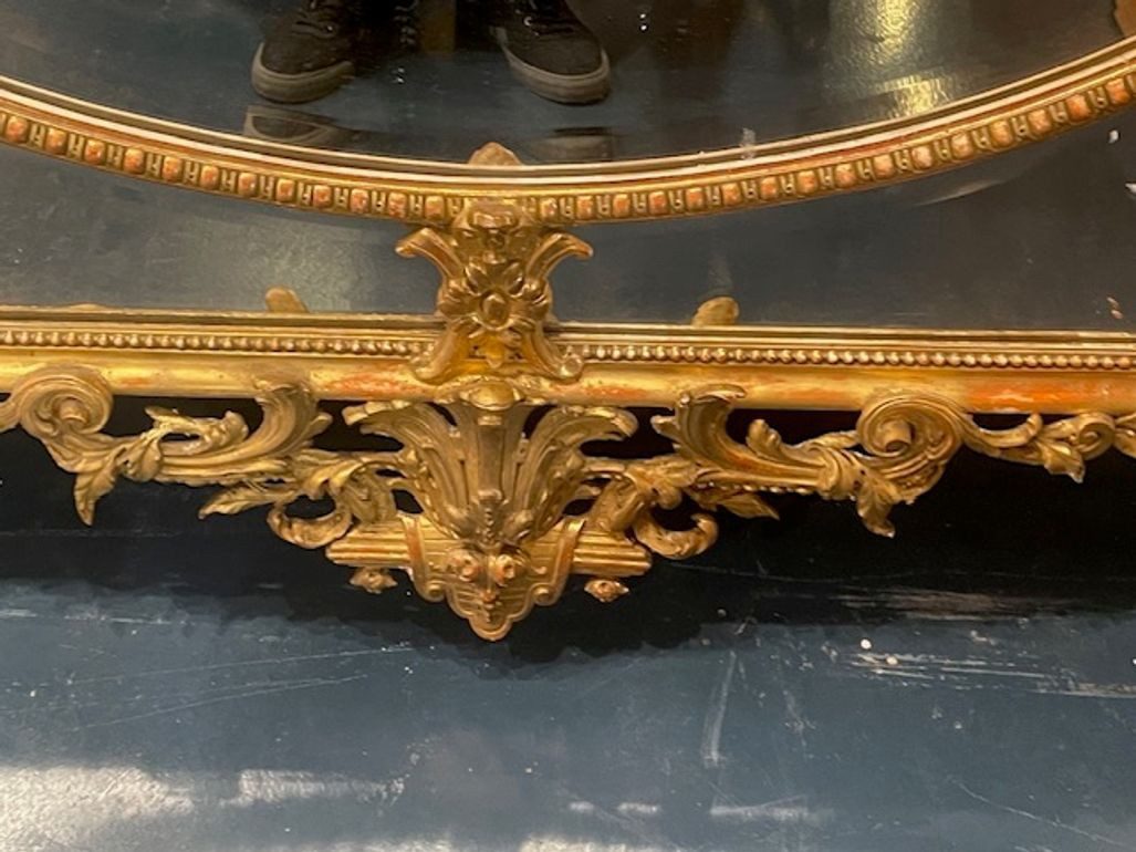19th c. French Louis XV Giltwood Over Mantel Mirror - Image 2