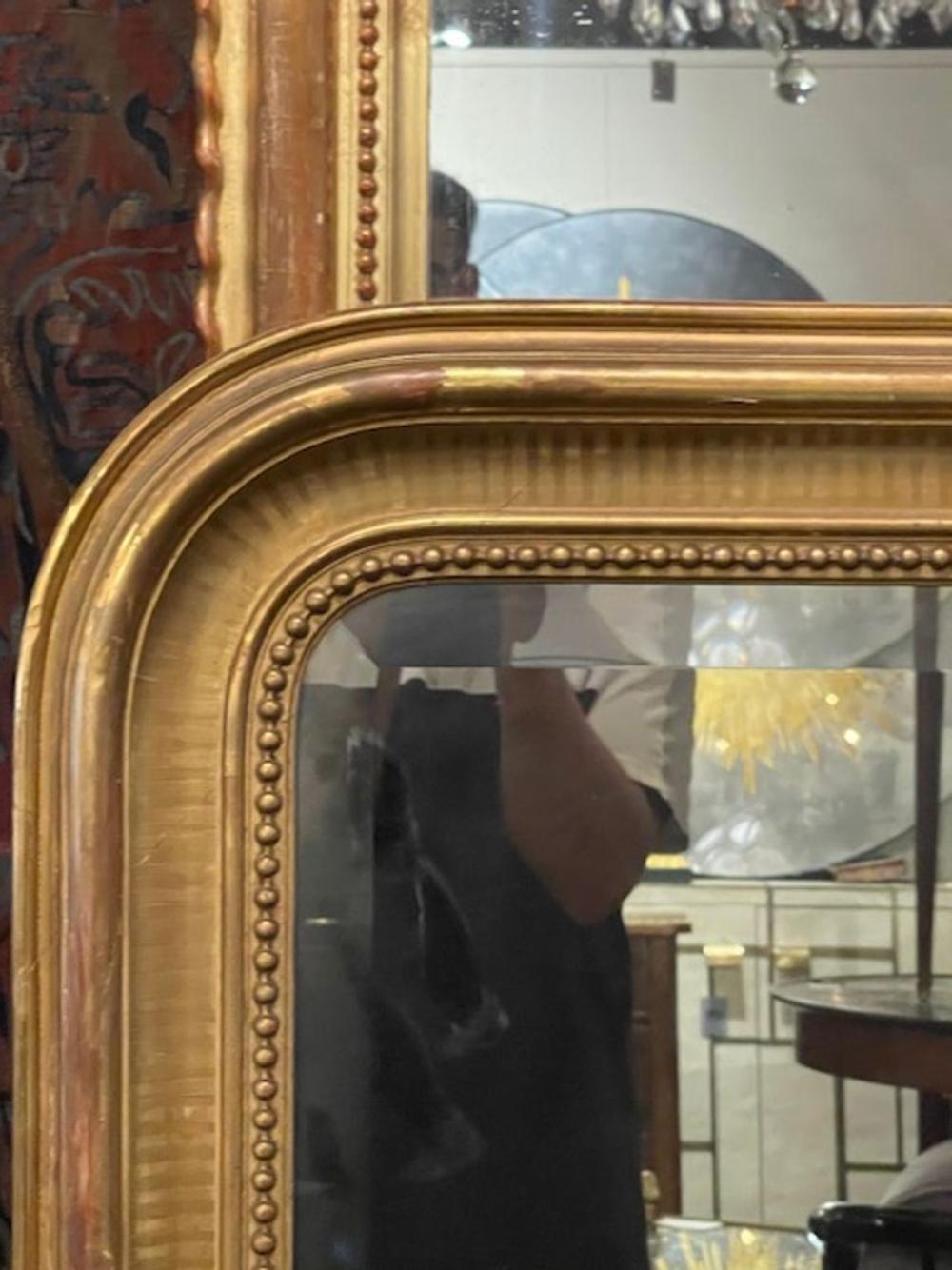 19th c. French Louis Philippe Mirror with Line Pattern Frame - Image 2