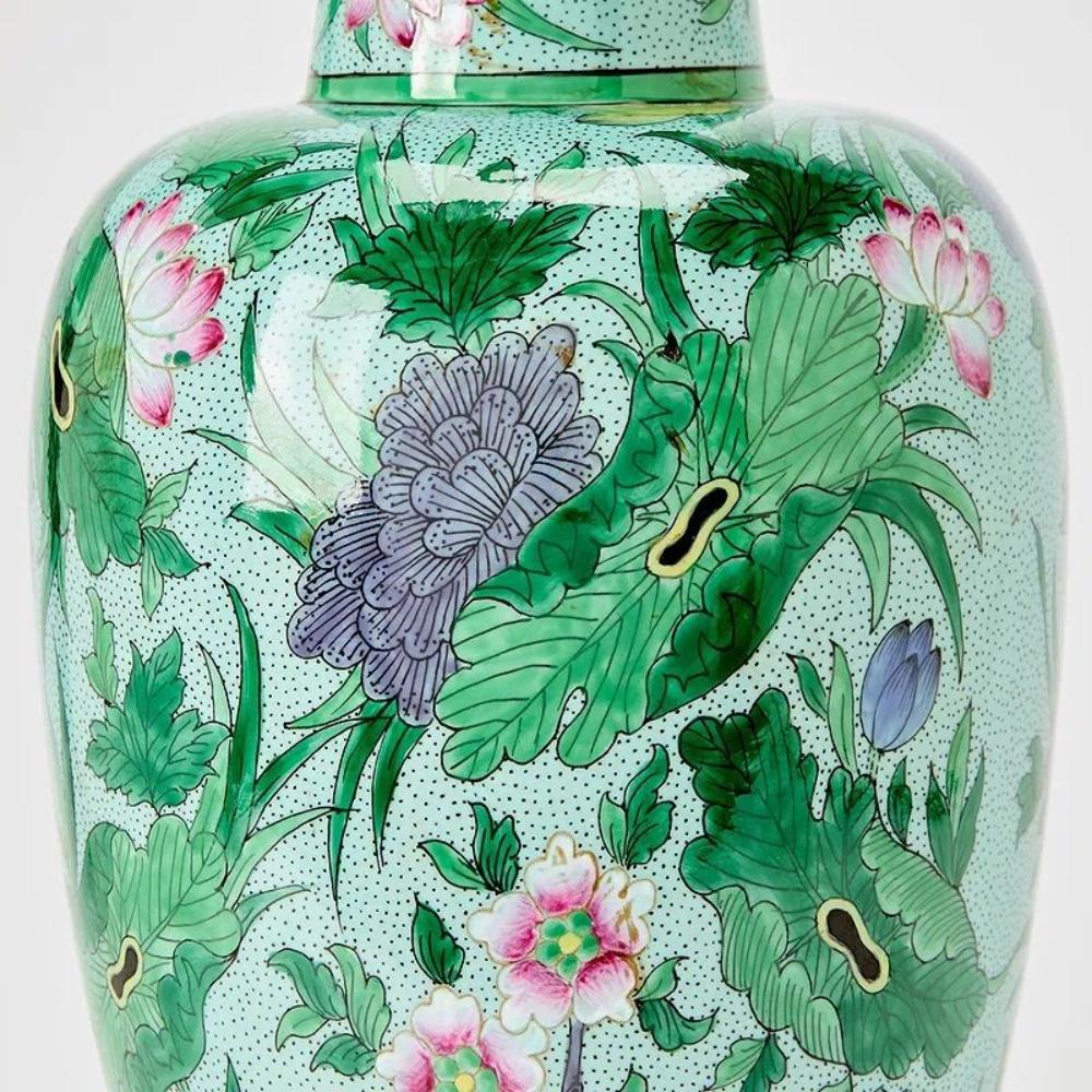 Pair of Vintage Chinese Enamel Vases as Lamps - Image 2