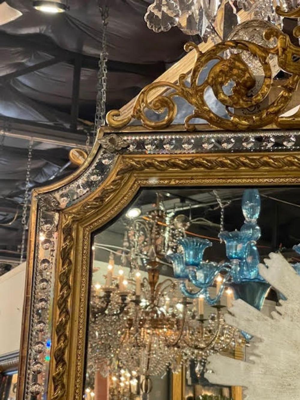 19th c. French Louis XVI Giltwood and Etched Mirror - Image 3