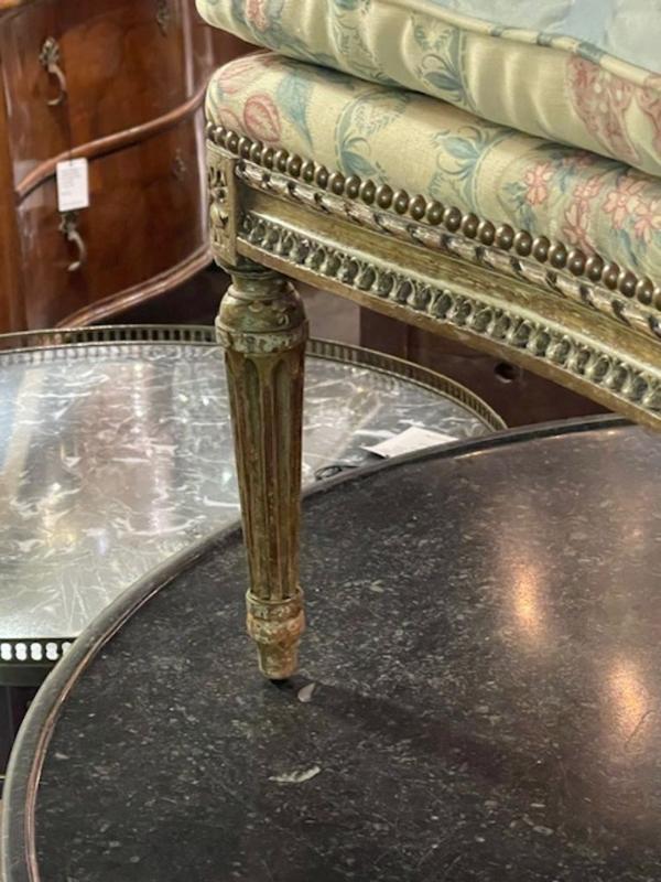 19th c. French Louis XVI Giltwood Ottoman - Image 3