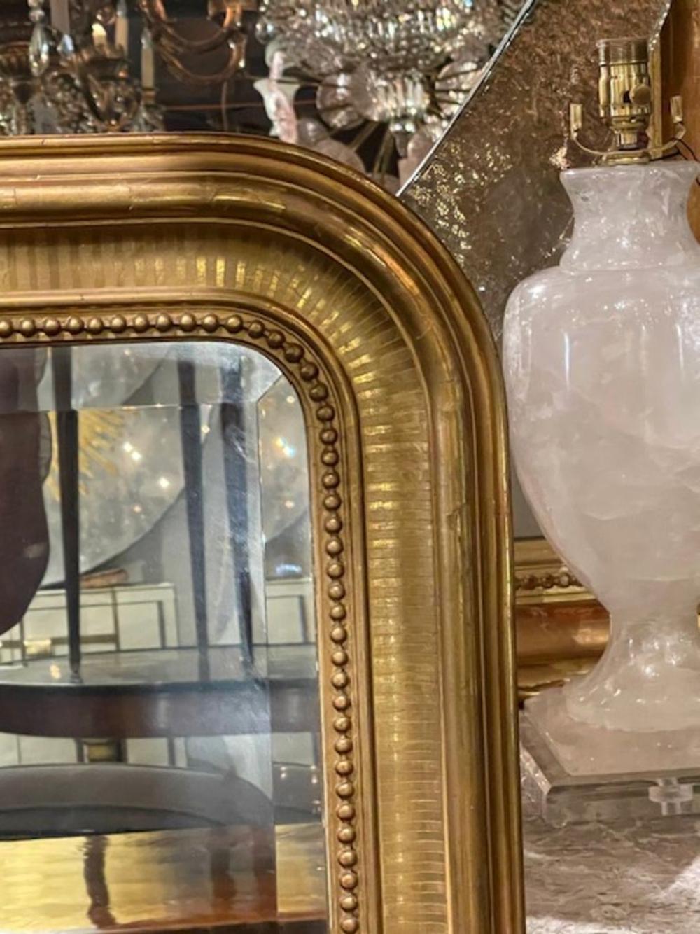 19th c. French Louis Philippe Mirror with Line Pattern Frame - Image 3