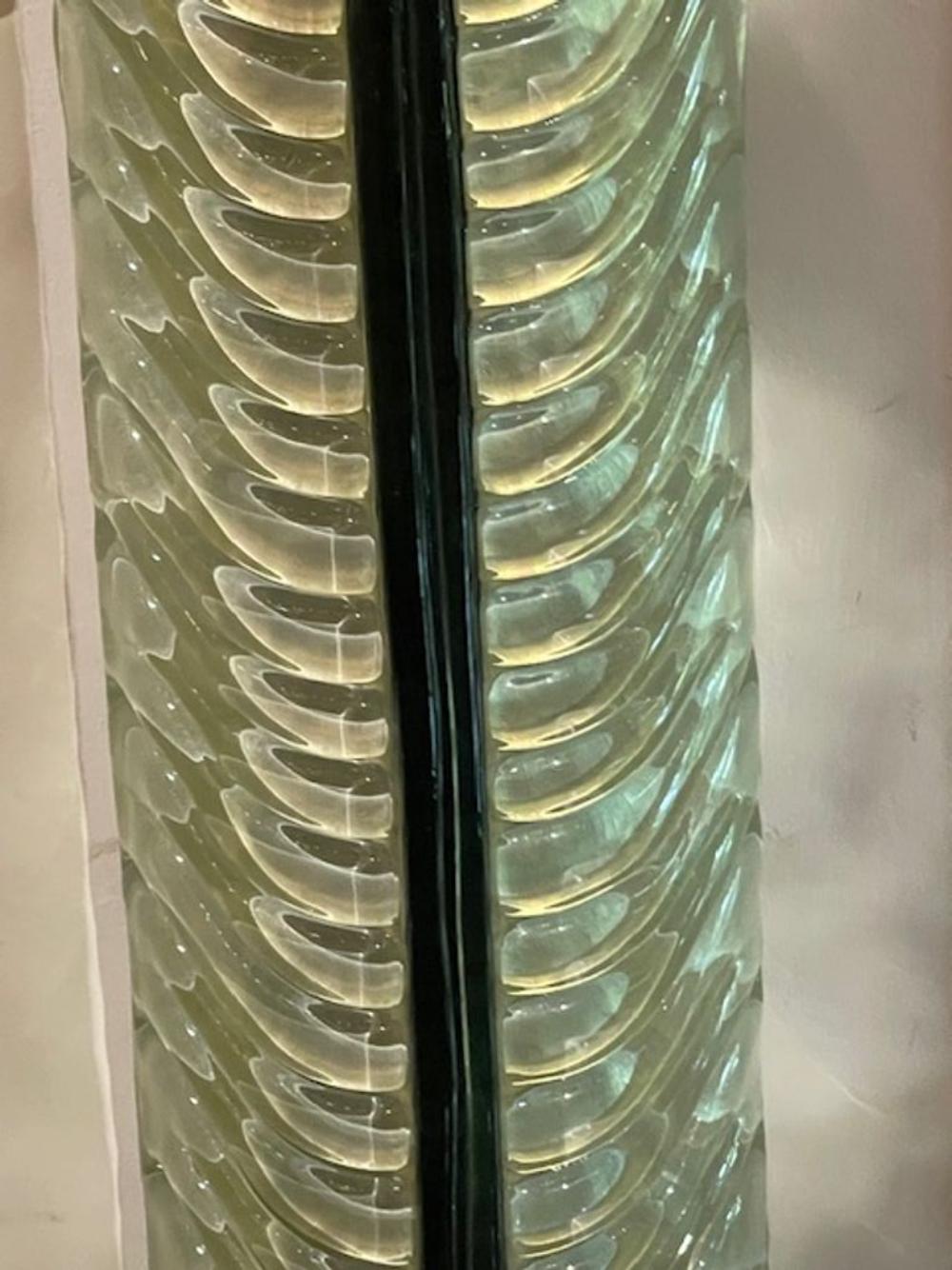Pair of Modern Murano Large Green Leaf Sconces - Image 4