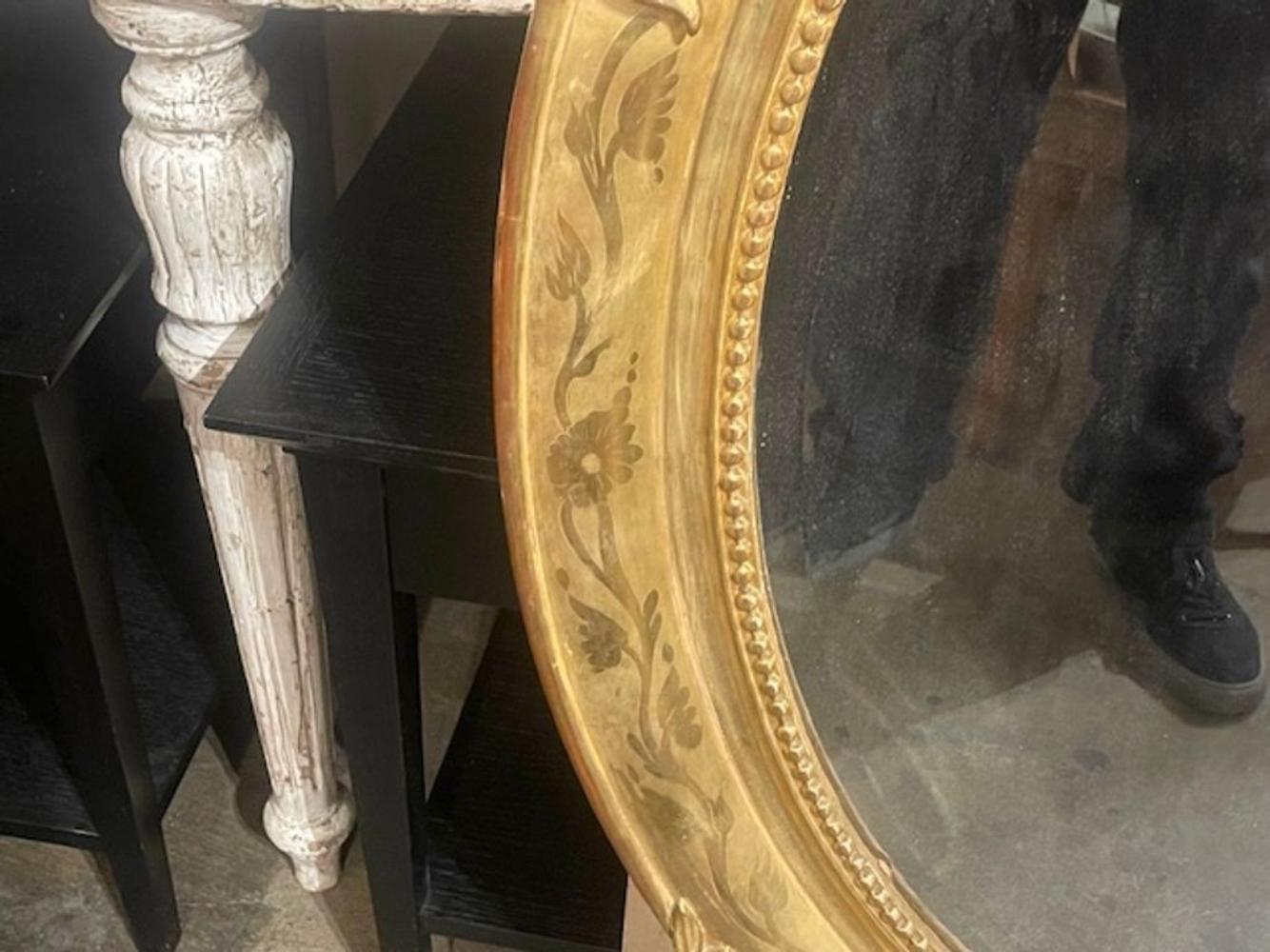 19th c. French Ornately Carved Giltwood Oval Mirror - Image 4