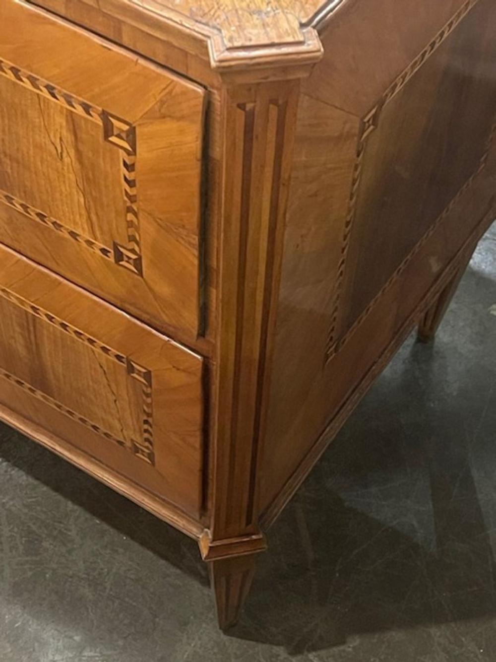 19th c. Biedermeier Walnut Inlaid Commode - Image 4