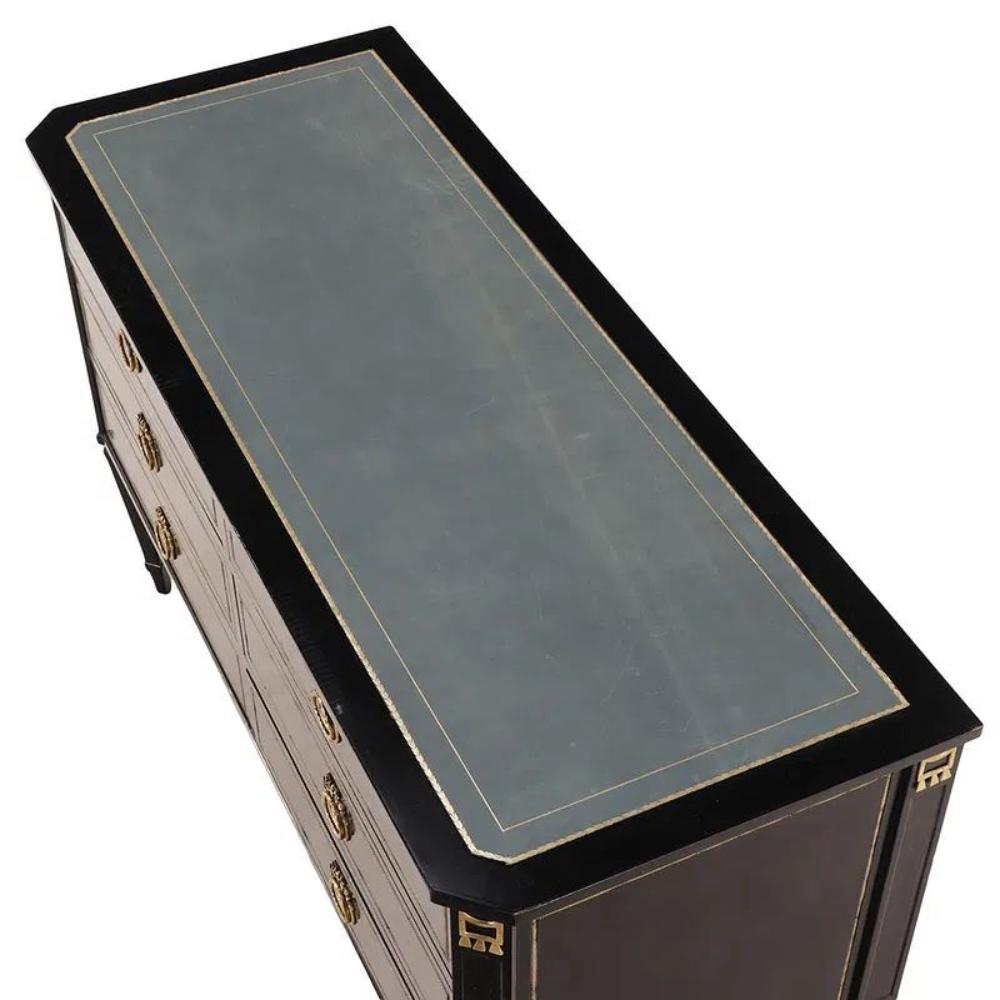 Vintage French Jansen Manner Black Lacquered Dresser - Image 4