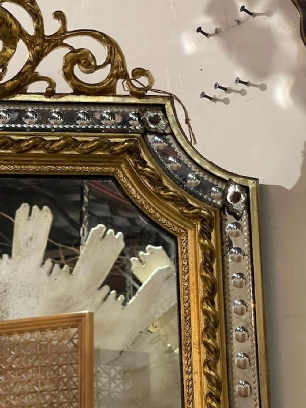 19th c. French Louis XVI Giltwood and Etched Mirror - Image 5