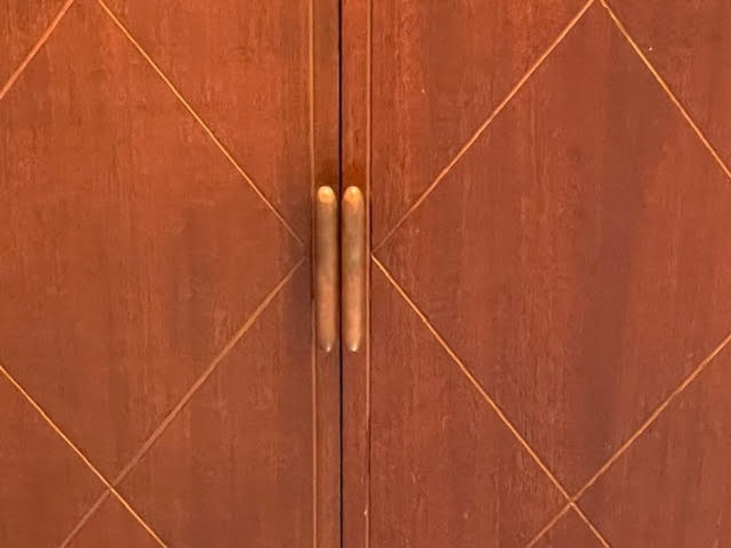 Pair of French MCM Brass Inlaid Mahogany and Ebony Side Cabinets - Image 5
