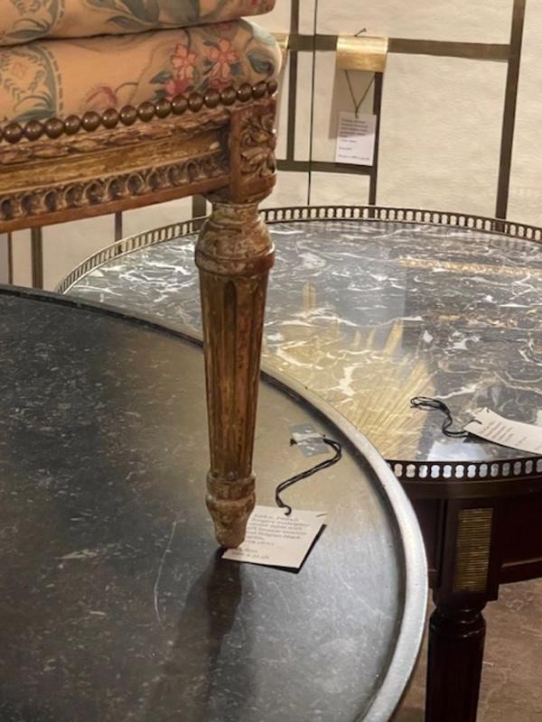 19th c. French Louis XVI Giltwood Ottoman - Image 5