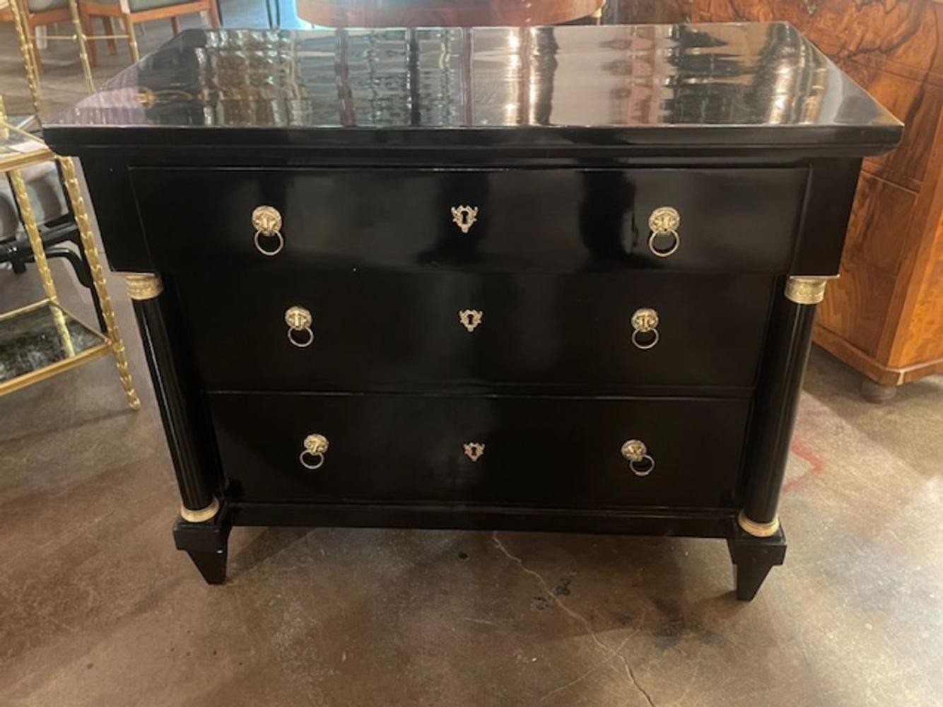 19th c. French Empire Black Lacquered Commode - Image 5