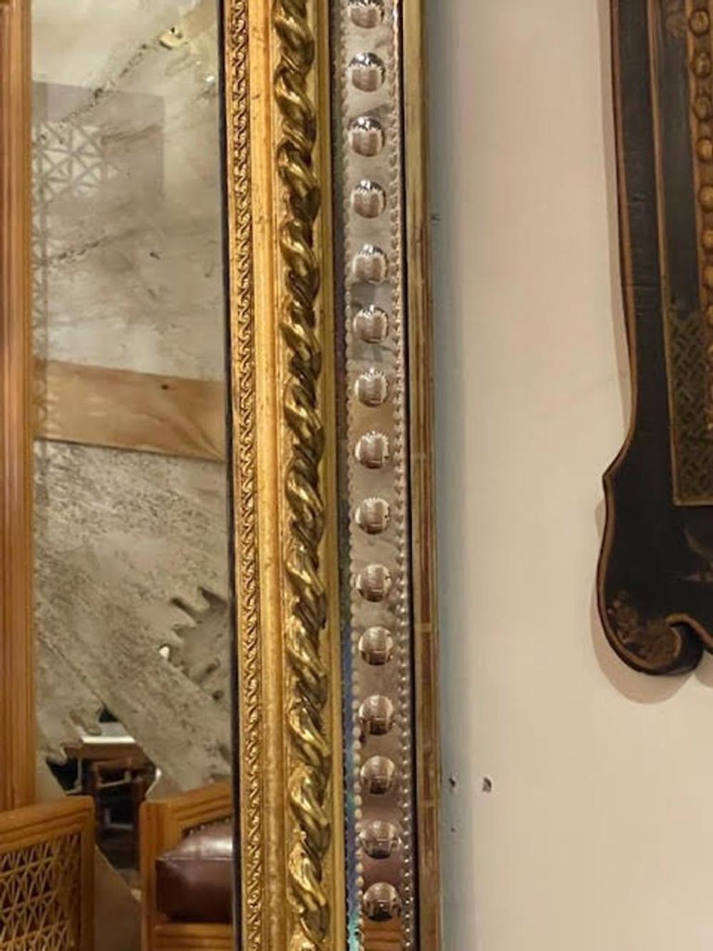 19th c. French Louis XVI Giltwood and Etched Mirror - Image 6