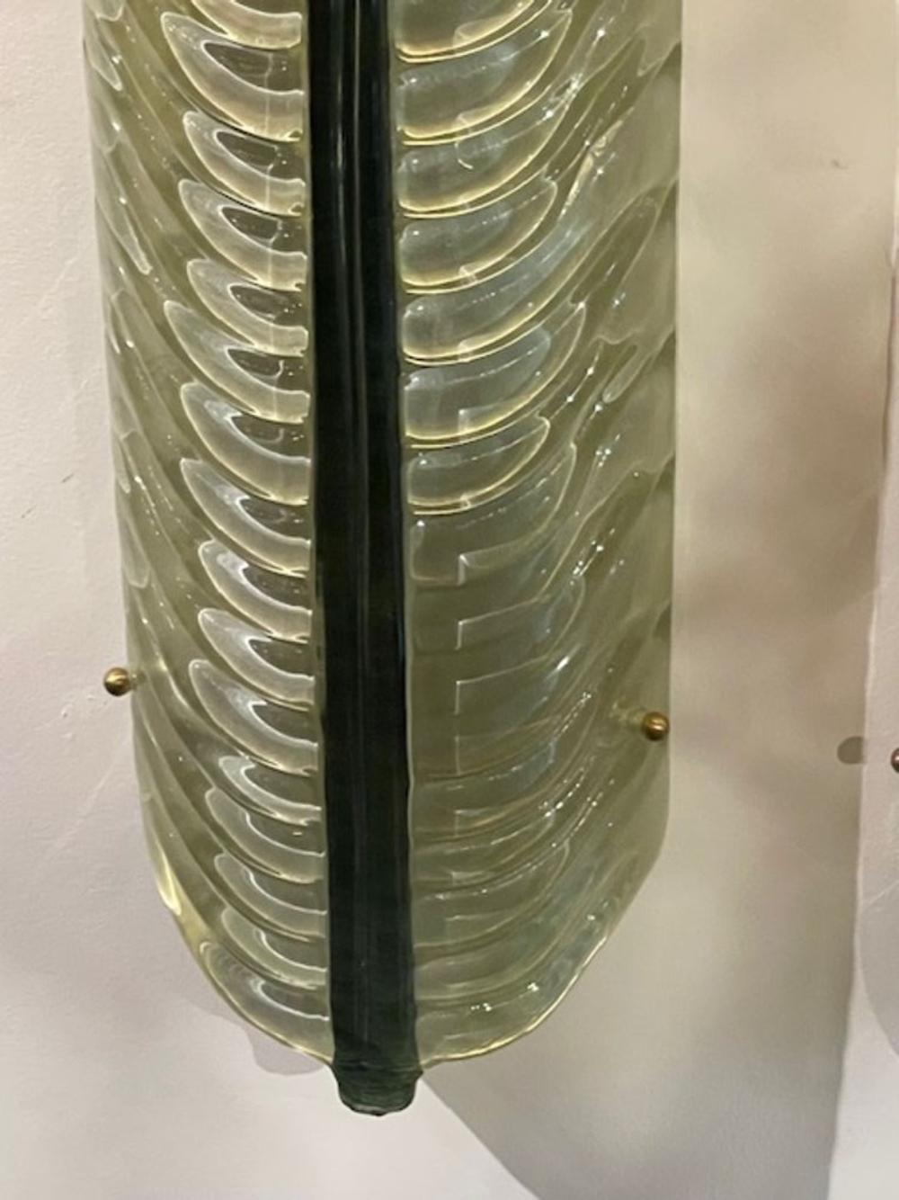 Pair of Modern Murano Large Green Leaf Sconces - Image 6