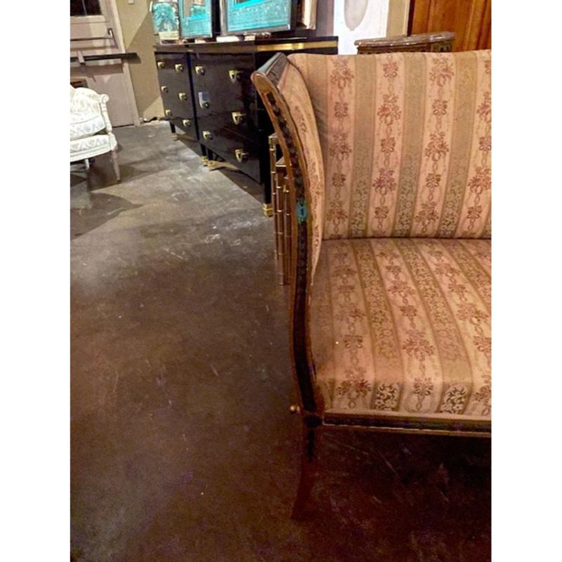 19th c. Swedish Carved and Painted Settee - Image 6