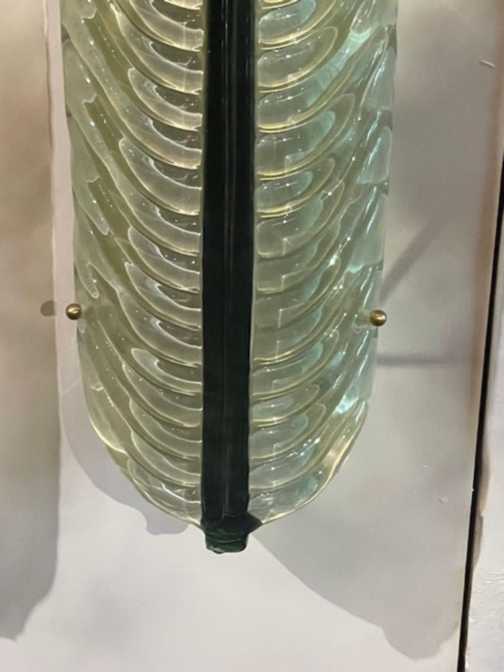 Pair of Modern Murano Large Green Leaf Sconces - Image 7