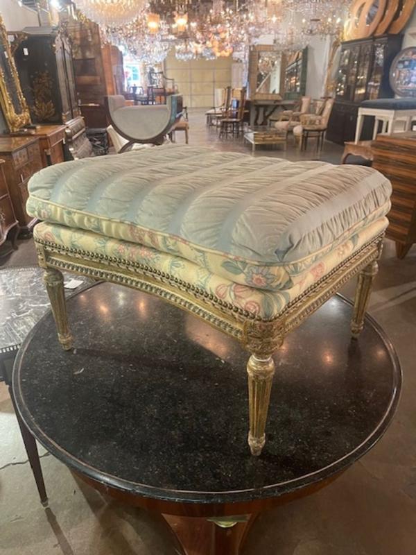 19th c. French Louis XVI Giltwood Ottoman - Image 7