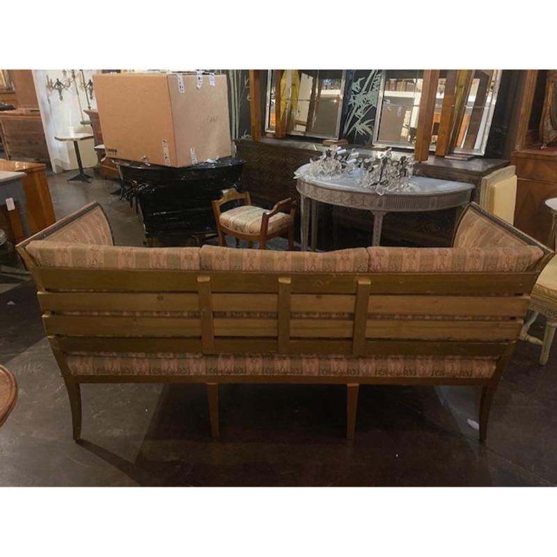 19th c. Swedish Carved and Painted Settee - Image 7