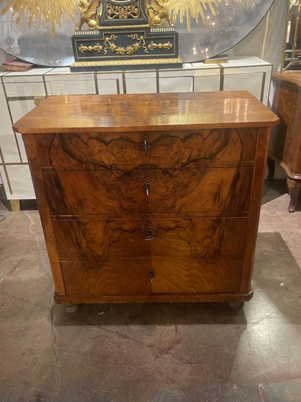 19th c. Biedermeier Black Walnut Chest - Image 7