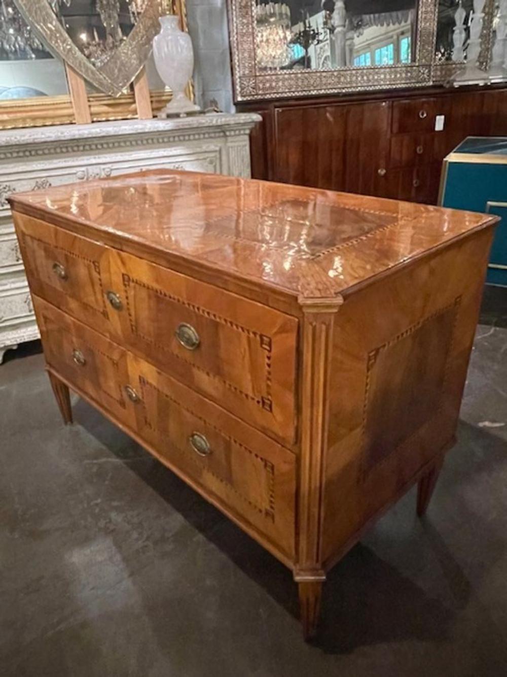 19th c. Biedermeier Walnut Inlaid Commode - Image 8