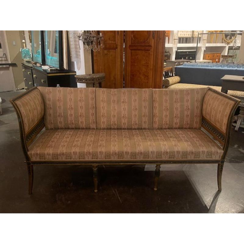 19th c. Swedish Carved and Painted Settee - Image 8