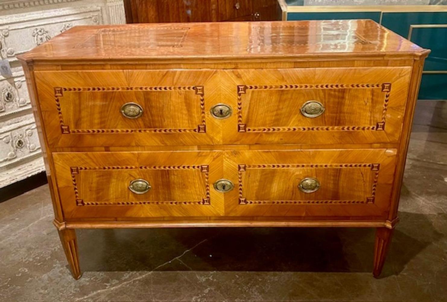19th c. Biedermeier Walnut Inlaid Commode - Image 9