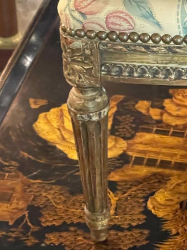 19th c. French Louis XVI Giltwood Ottoman - Image 10