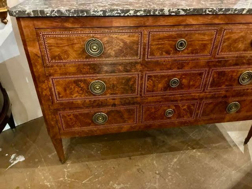 19th c. French Transitional Walnut Inlaid Commode - Image 2