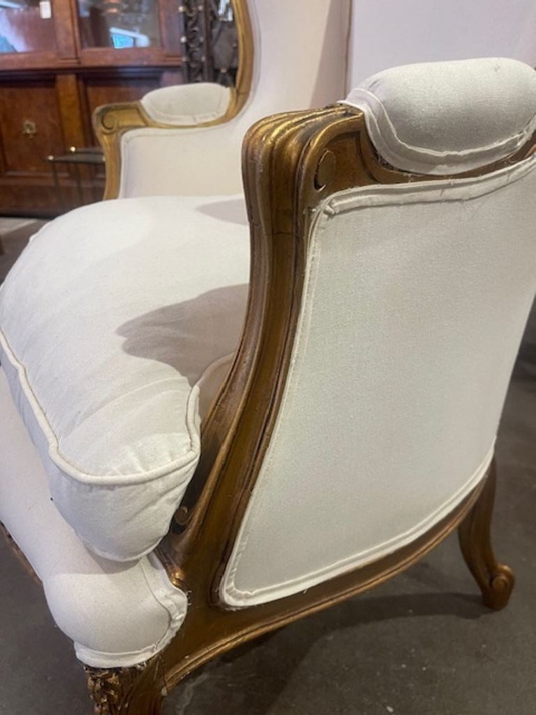 Late 19th c French Louis XV Giltwood Bergere - Image 2