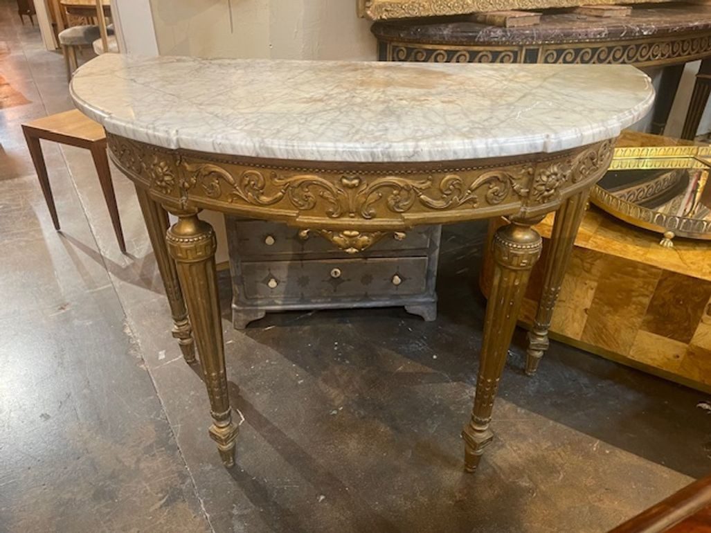 19th c. French Louis XVI Giltwood Console - Image 2