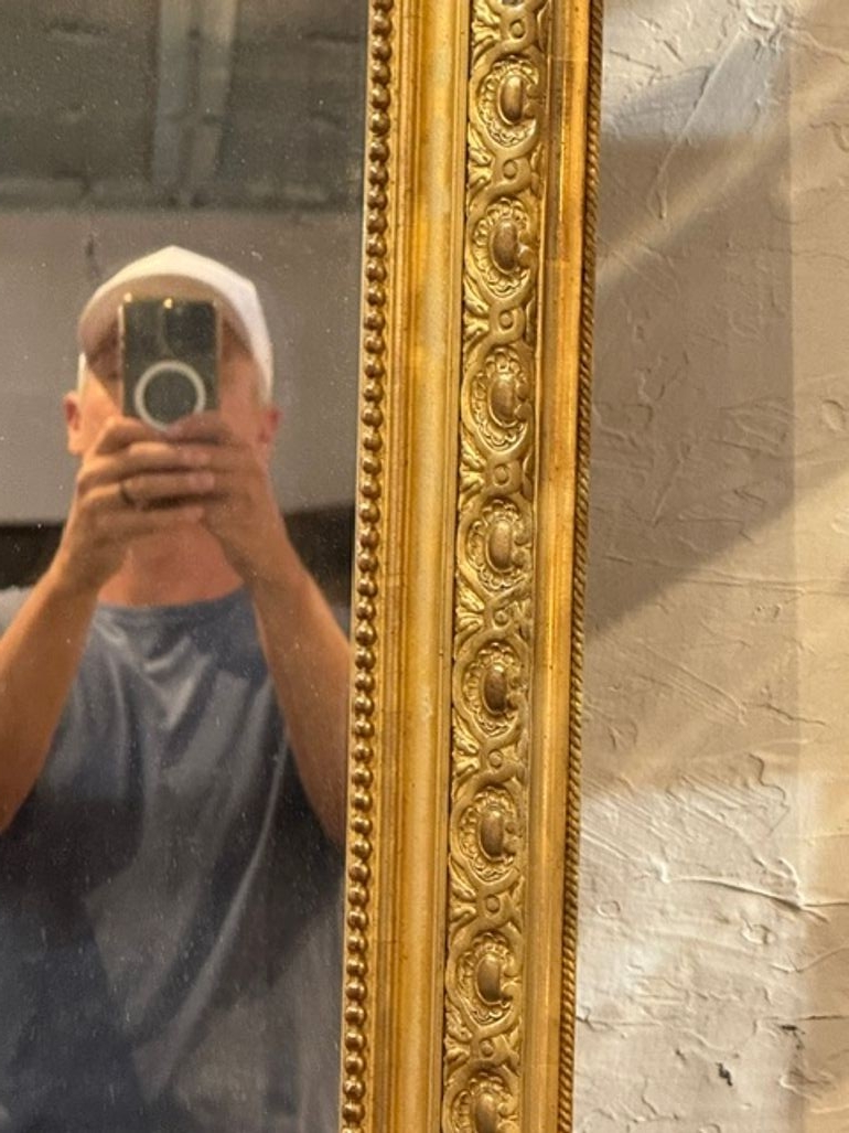 19th c. French Louis XV Giltwood Mirror - Image 2