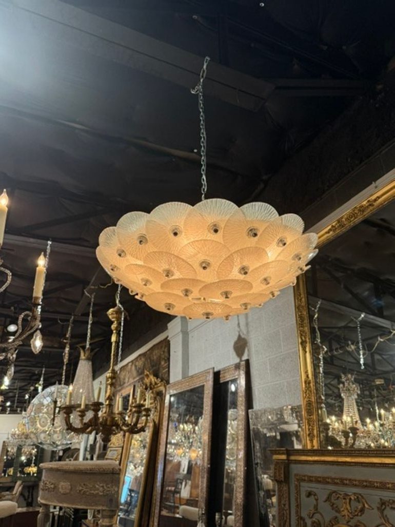 Murano Frost Disc Flush Mount Chandelier - Image 2