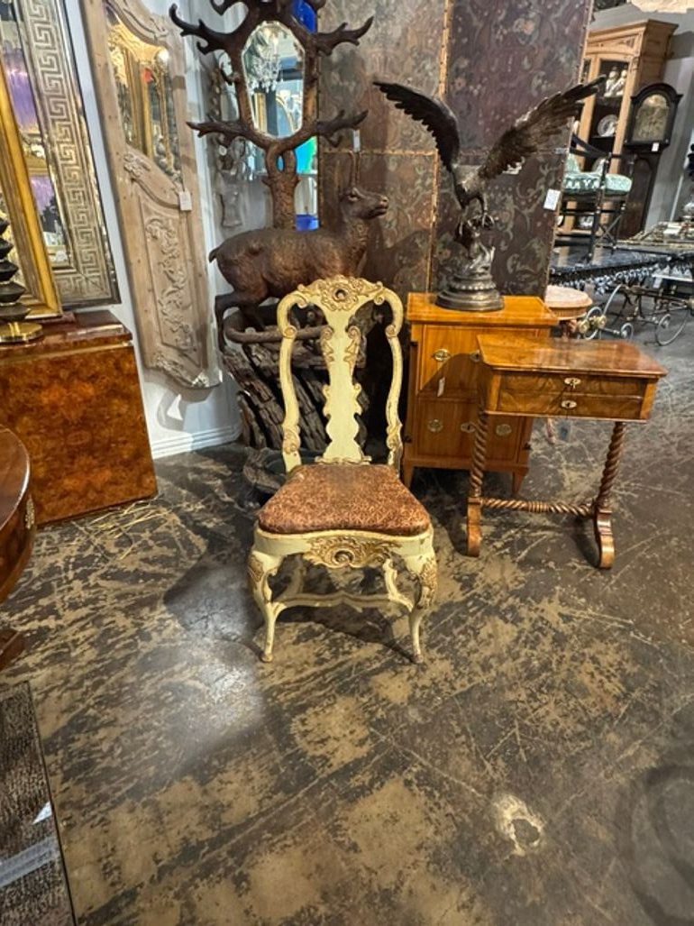 18th c. Italian Baroque Parcel Gilt Side Chair - Image 2