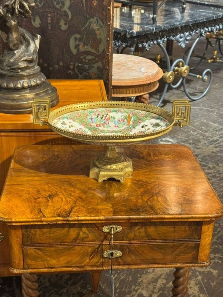 19th c. French Rose Medallion and Gilt Bronze Centerpiece - Image 2