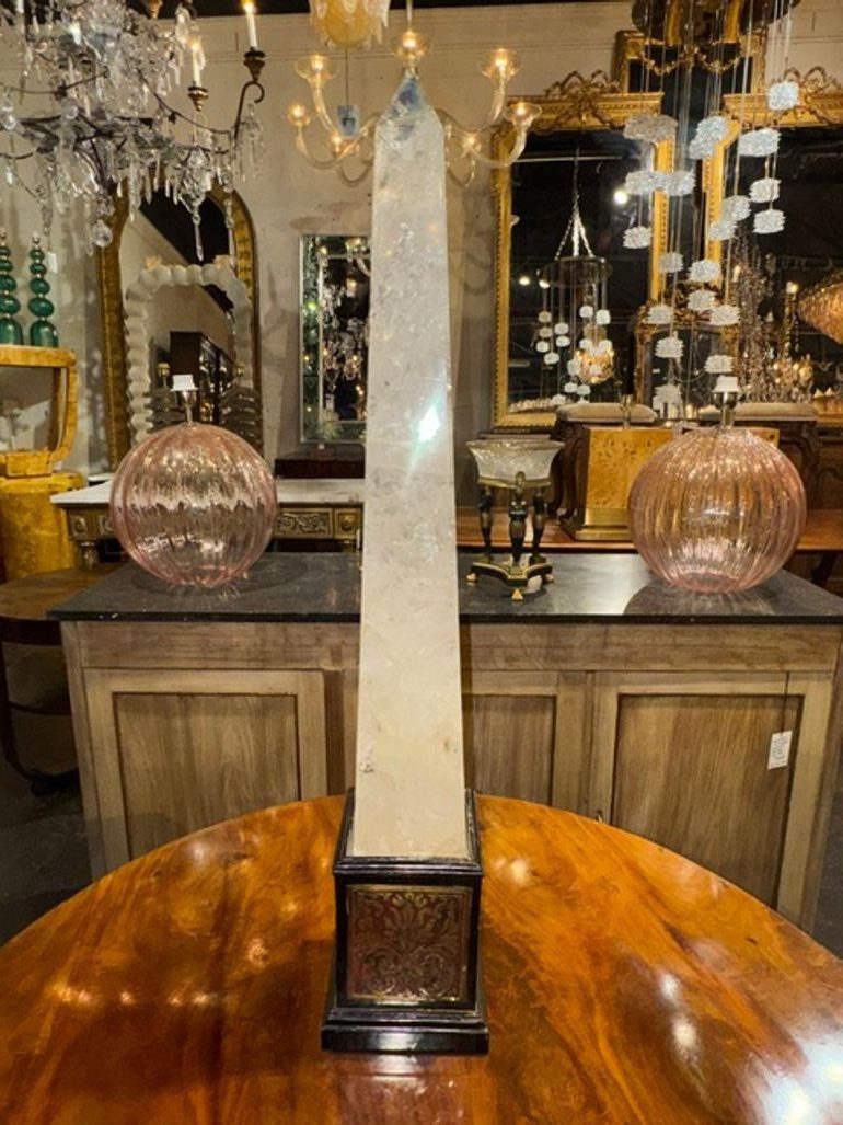 Large 19th c. French Rock Crystal and Boulle Obelisk - Image 2