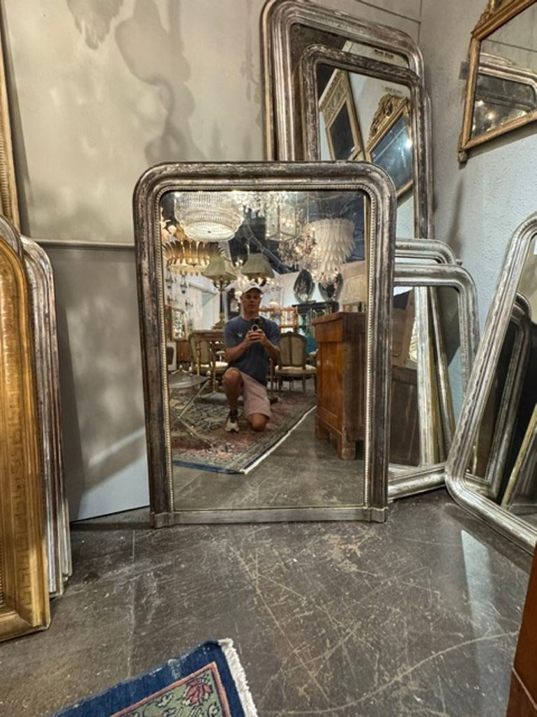 19th c. French Silver Louis Philippe Mirror - Image 2