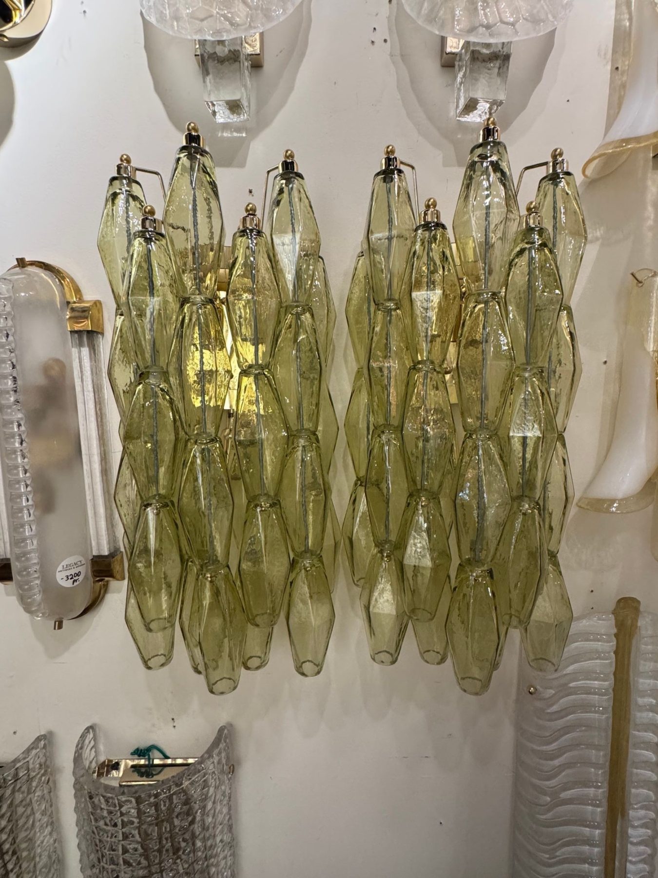 Pair of Murano Green Poliheder Sconces - Image 2