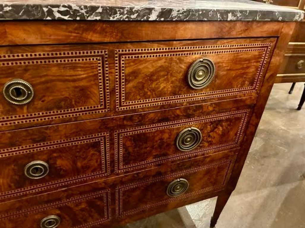 19th c. French Transitional Walnut Inlaid Commode - Image 3