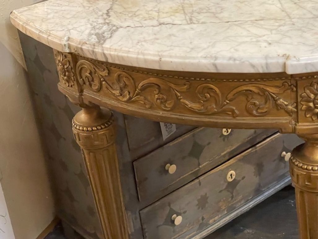 19th c. French Louis XVI Giltwood Console - Image 3