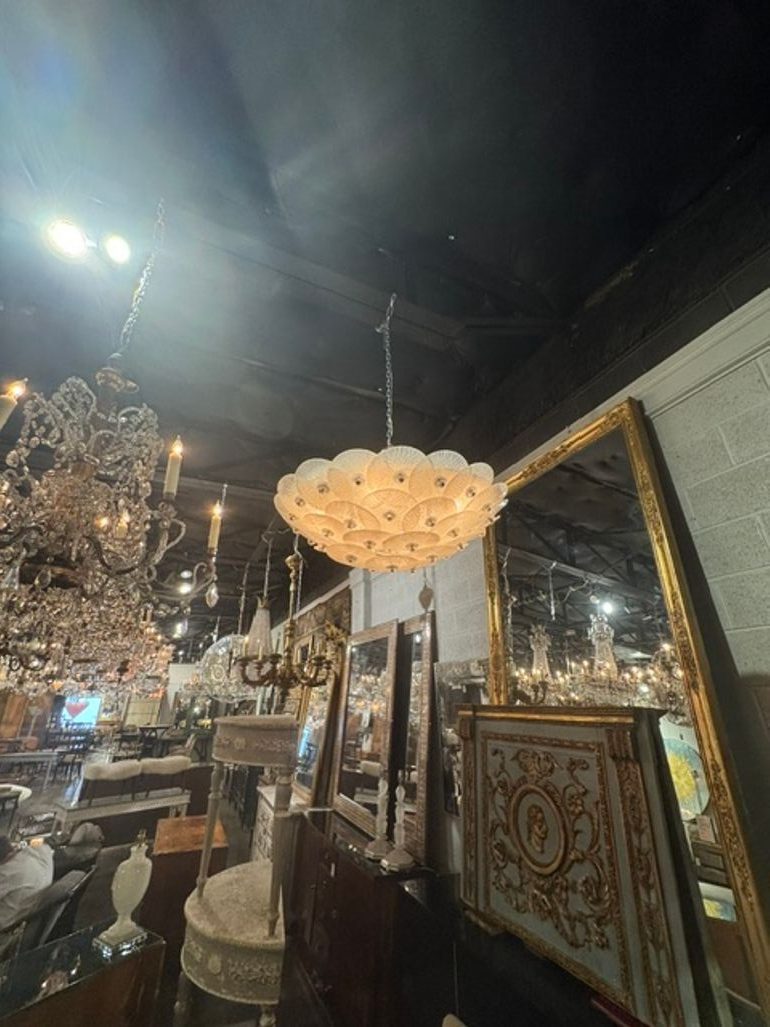 Murano Frost Disc Flush Mount Chandelier - Image 3