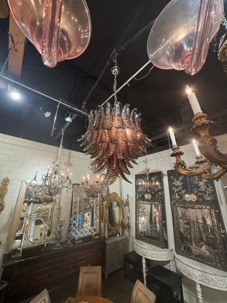 Murano Palm Leaf Chandelier in Tobacco Brown - Image 3