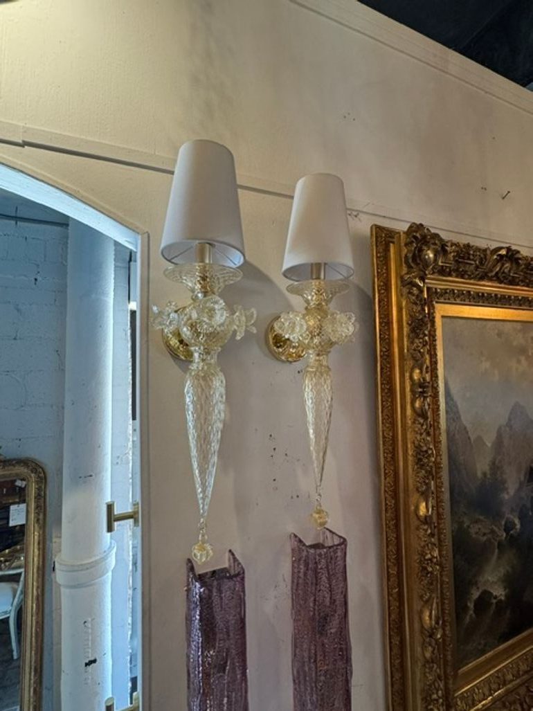 Murano Gold Venetian Style Flower Sconces - Image 3