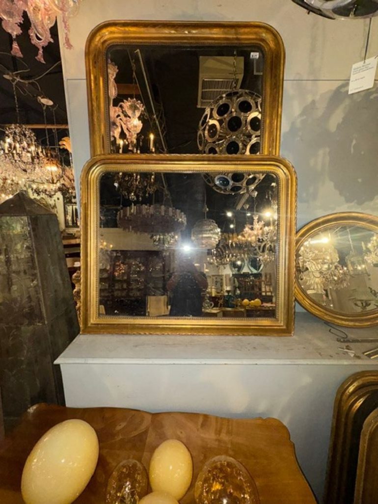 19th c. French Louis Philippe Giltwood Mirror in Rare Wide Scale - Image 3