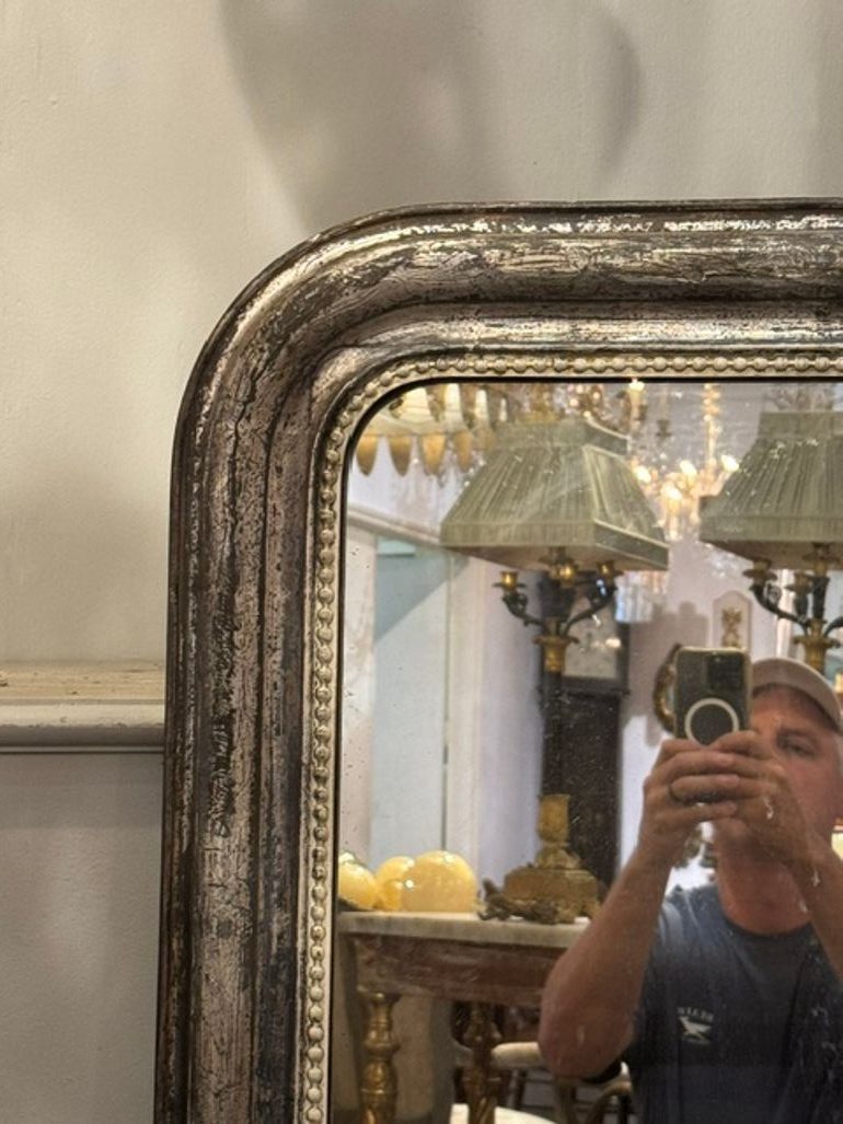 19th c. French Silver Louis Philippe Mirror - Image 3