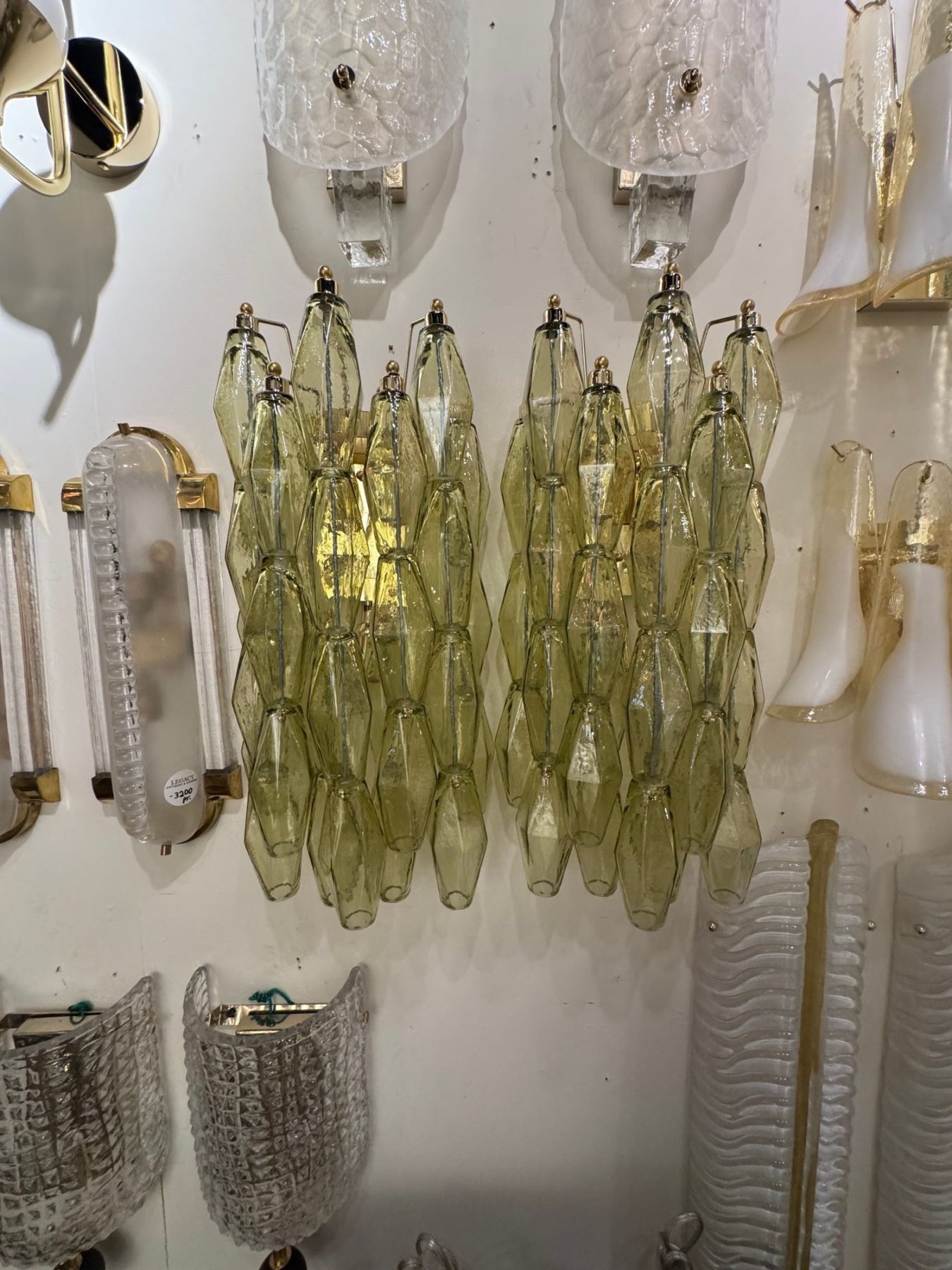 Pair of Murano Green Poliheder Sconces - Image 3