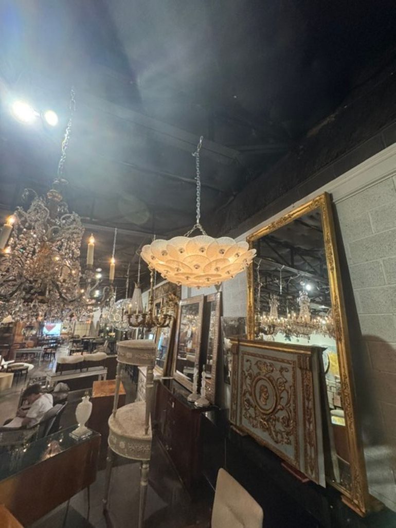 Murano Frost Disc Flush Mount Chandelier - Image 4