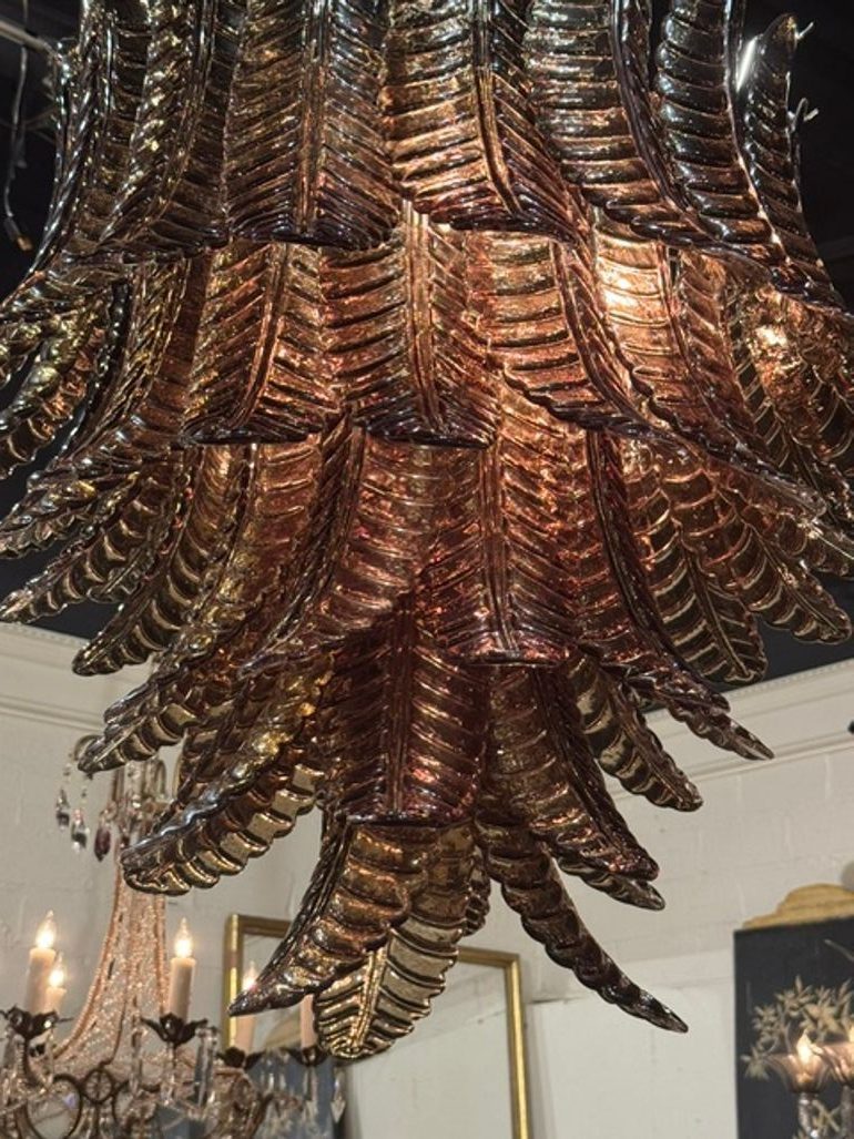 Murano Palm Leaf Chandelier in Tobacco Brown - Image 4