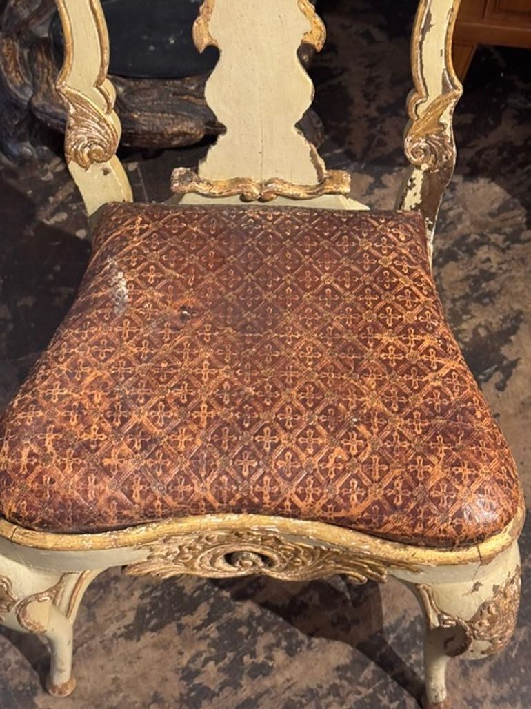 18th c. Italian Baroque Parcel Gilt Side Chair - Image 4