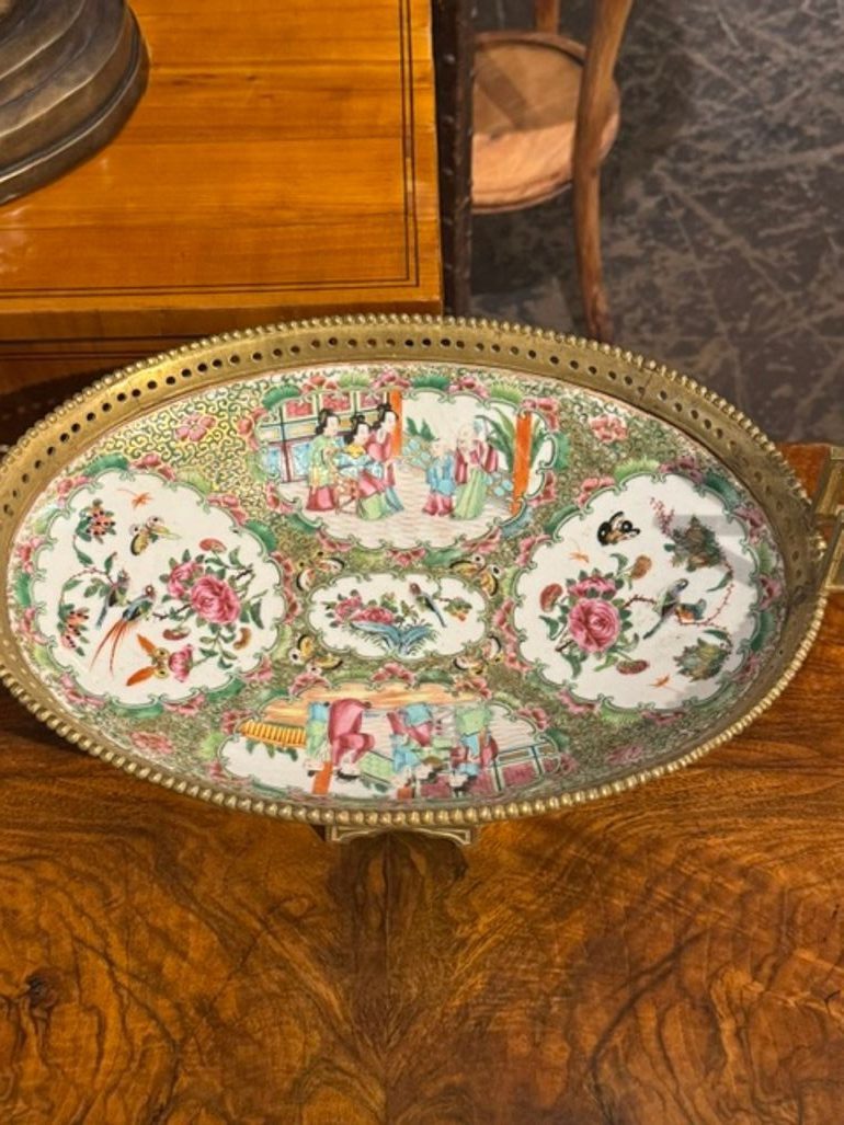 19th c. French Rose Medallion and Gilt Bronze Centerpiece - Image 4